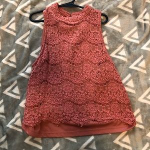 Cropped high neck pink shirt